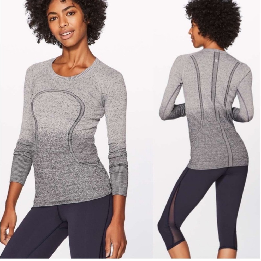 lululemon athletica Swiftly Tech Long‎ Sleeve Crew Sz 6 F174 Speckled Gray